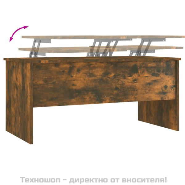 Кафе маса, опушен дъб, 102x50,5x46,5 см, инженерно дърво