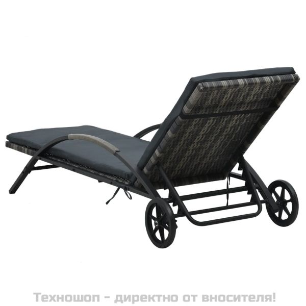 Шезлонги с маса, полиратан, антрацит