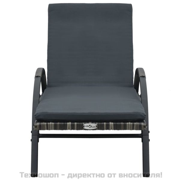 Шезлонги с маса, полиратан, антрацит