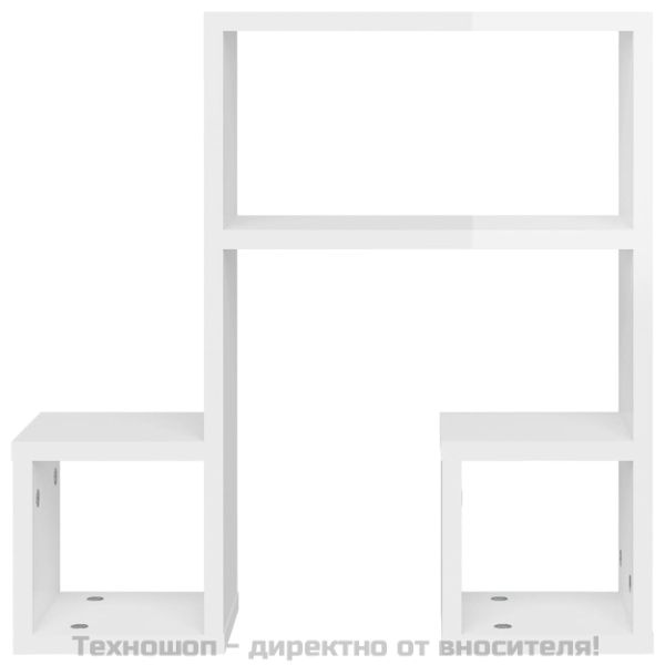 Стенни рафтове, 2 бр, бял гланц, 50x15x50 см, инженерно дърво
