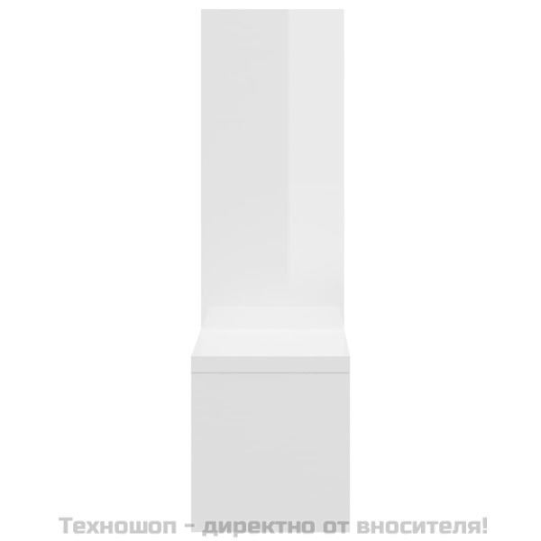 Стенни рафтове, 2 бр, бял гланц, 50x15x50 см, инженерно дърво