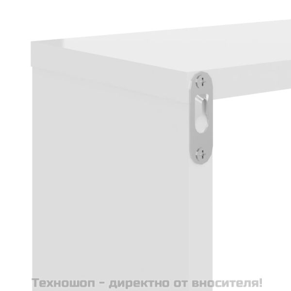 Стенни рафтове, 2 бр, бял гланц, 50x15x50 см, инженерно дърво