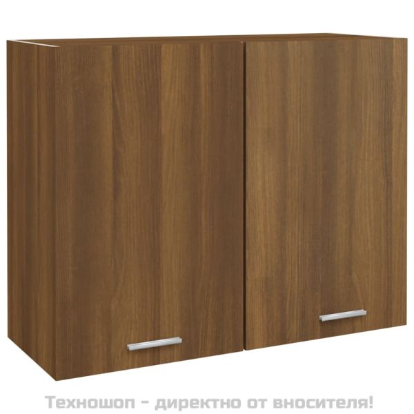 Окачен шкаф, кафяв дъб, 80x31x60 см, инженерно дърво