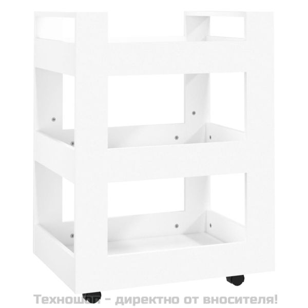 Кухненска количка, бяла, 60x45x80 см, инженерно дърво