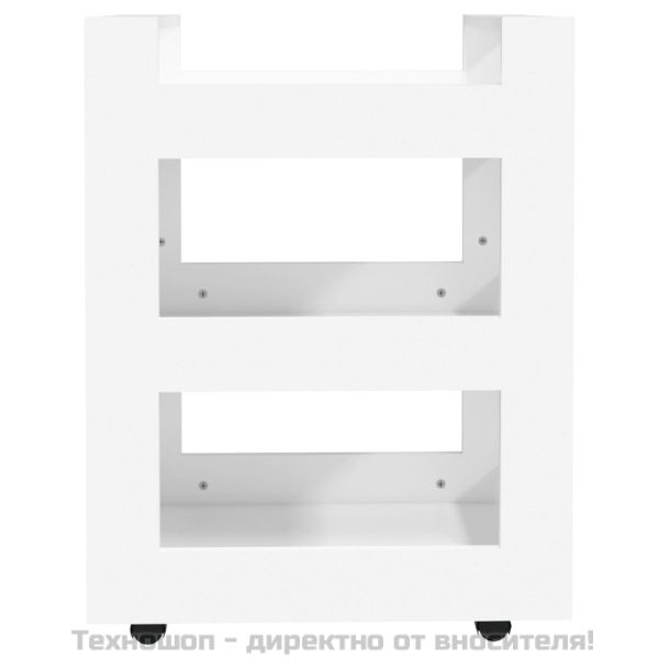 Кухненска количка, бяла, 60x45x80 см, инженерно дърво