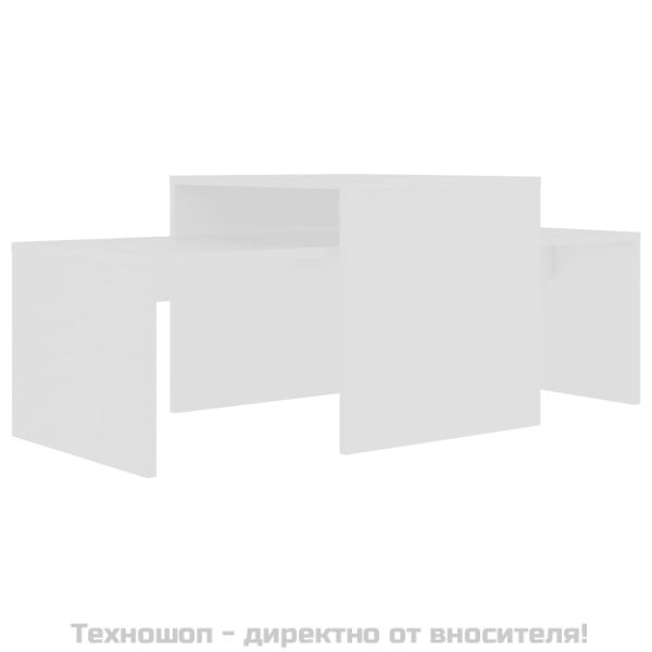 Комплект маси за кафе, бял, 100x48x40 см, инженерно дърво
