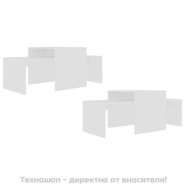 Комплект маси за кафе, бял, 100x48x40 см, инженерно дърво