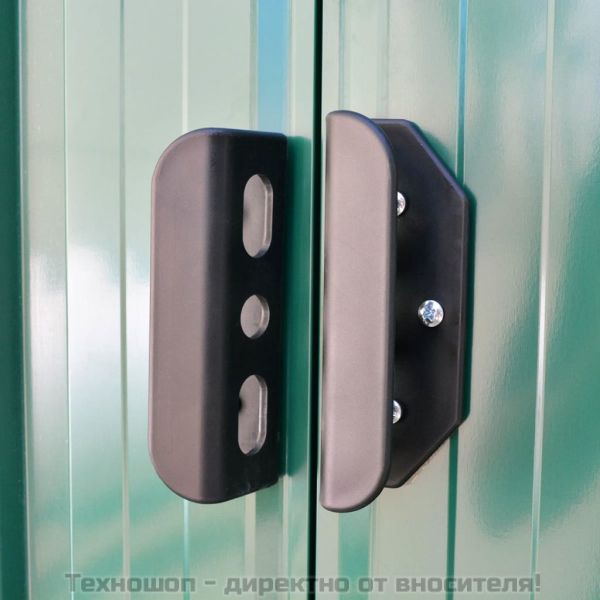 Градинска барака за съхранение, зелена, метал, 204x132x186 см