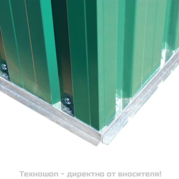 Градинска барака за съхранение, зелена, метал, 204x132x186 см