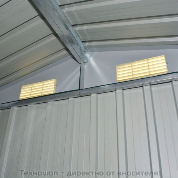 Градинска барака за съхранение, зелена, метал, 204x132x186 см