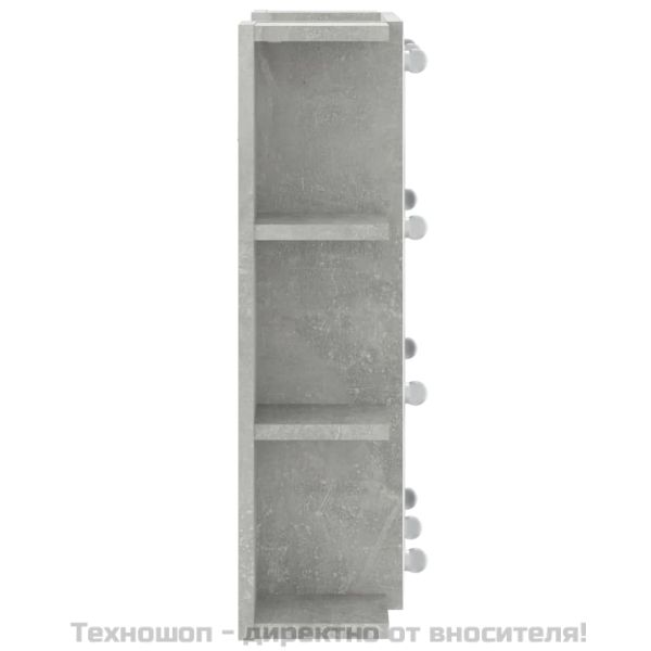 Огледален шкаф с LED, бетонно сив, 70x16,5x60 см