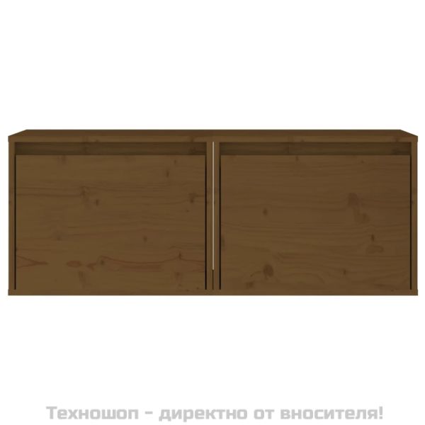 Стенни шкафове, 2 бр, меденокафяви, 45x30x35 см, бор масив