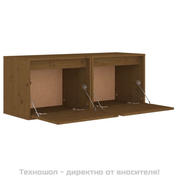 Стенни шкафове, 2 бр, меденокафяви, 45x30x35 см, бор масив