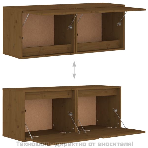 Стенни шкафове, 2 бр, меденокафяви, 45x30x35 см, бор масив