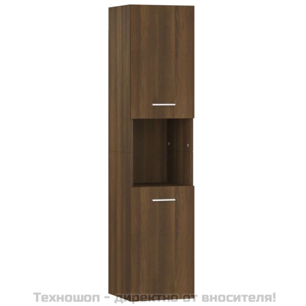 Шкаф за баня, кафяв дъб, 30x30x130 см, инженерно дърво