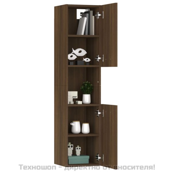 Шкаф за баня, кафяв дъб, 30x30x130 см, инженерно дърво