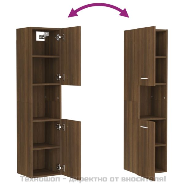 Шкаф за баня, кафяв дъб, 30x30x130 см, инженерно дърво