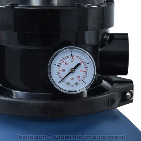 Пясъчен филтър за басейн, 4 позиционен клапан, син, 300 мм