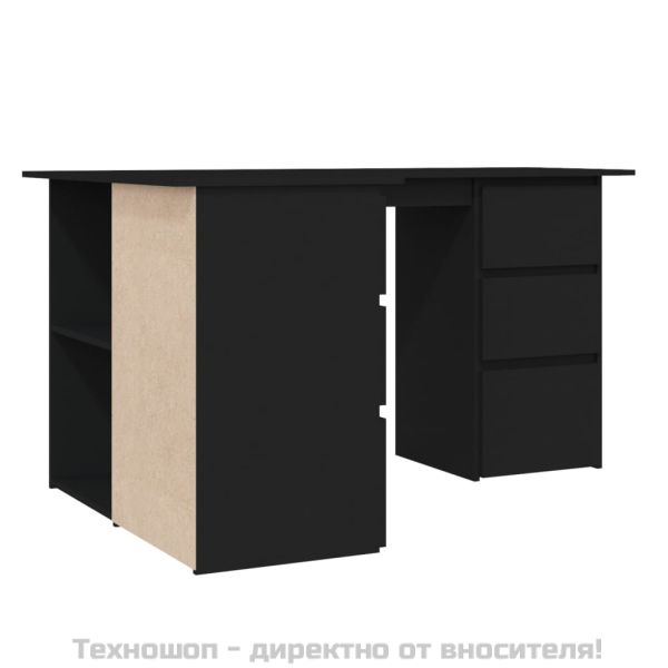 Ъглово бюро, бяло, 145x100x76 см, инженерно дърво