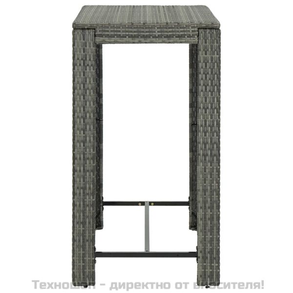 Градинска бар маса, сива, 100x60,5x110,5 см, полиратан