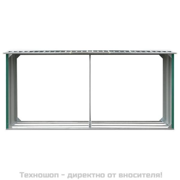 Навес за дърва, поцинкована стомана, 330x92x153 см, зелен