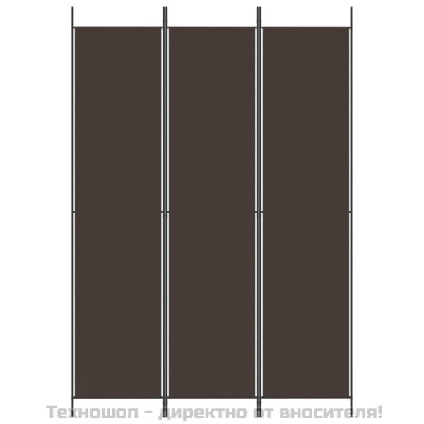 Параван за стая, 3 панела, кафяв, 150x220 см, плат