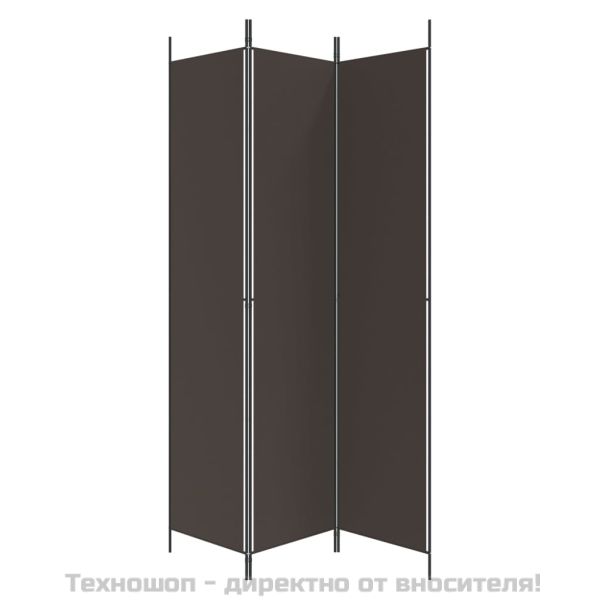 Параван за стая, 3 панела, кафяв, 150x220 см, плат
