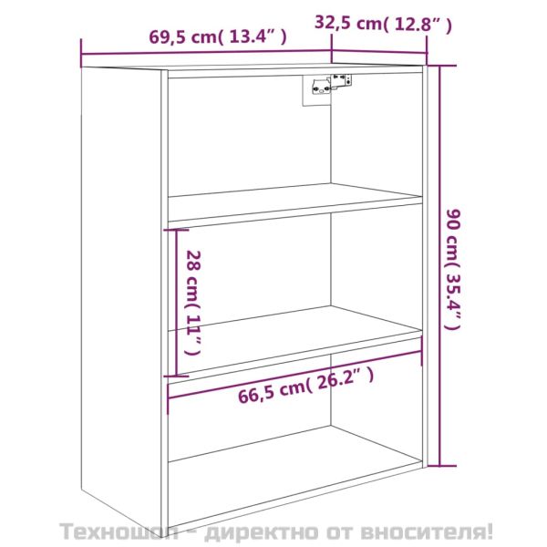 812313 Окачен стенен шкаф,черен, 69,5x32,5x90 см