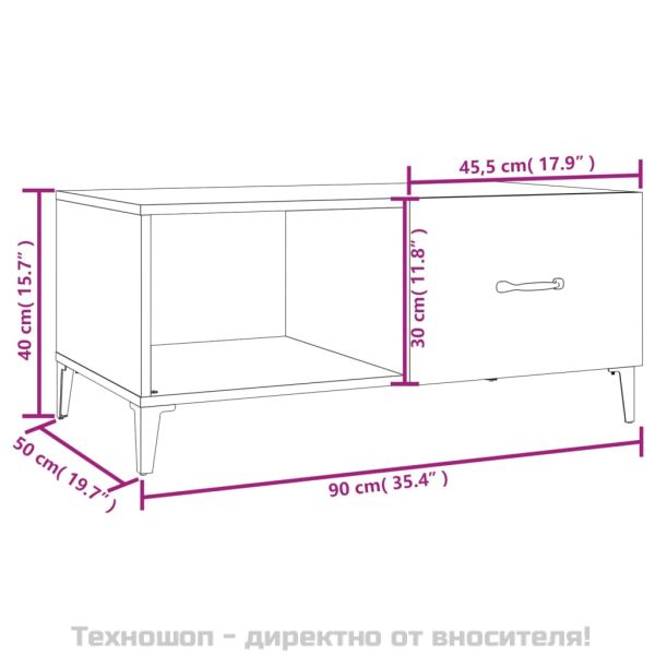 Маса за кафе, черна, 90x50x40 см, инженерно дърво