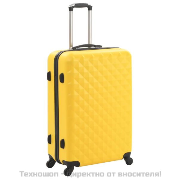 Комплект твърди куфари с колелца, 3 бр, жълти, ABS