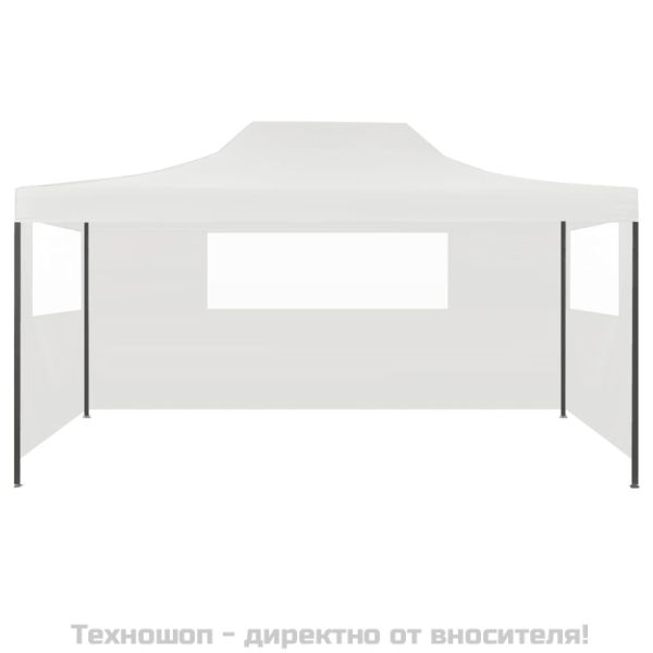 Сгъваема парти шатра с 3 странични стени, 291x413x315 см, бяла