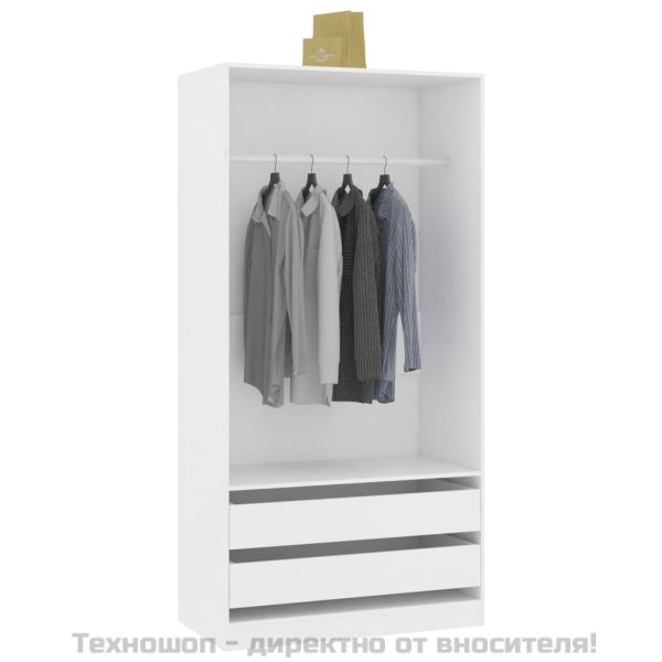 Гардероб, бял, 100x50x200 см, ПДЧ
