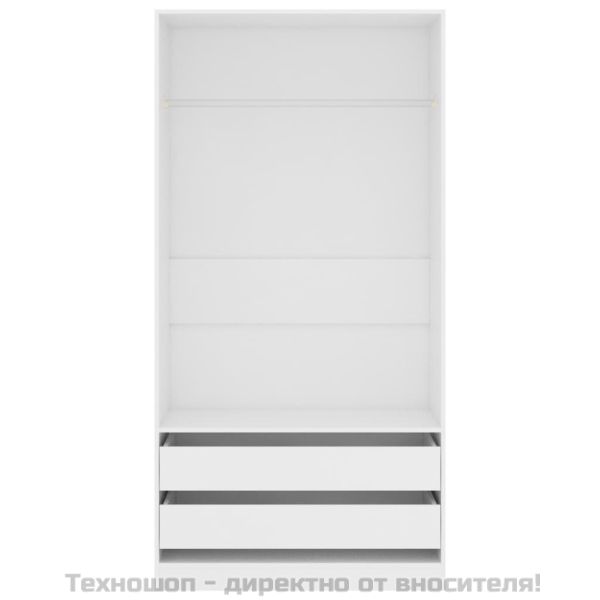 Гардероб, бял, 100x50x200 см, ПДЧ