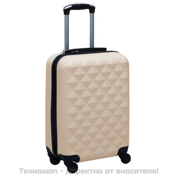 Комплект твърди куфари с колелца, 2 бр, златист, ABS