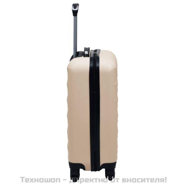 Комплект твърди куфари с колелца, 2 бр, златист, ABS