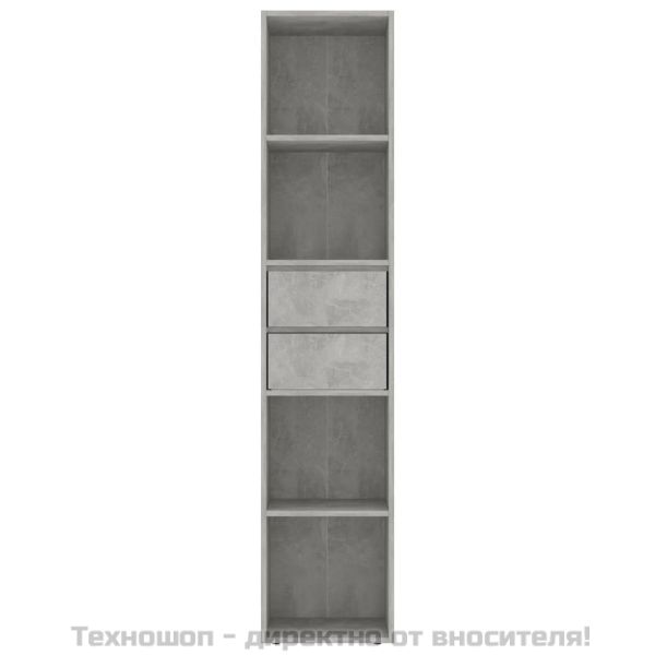 Шкаф библиотека, бетонно сив, 36x30x171 см, инженерно дърво