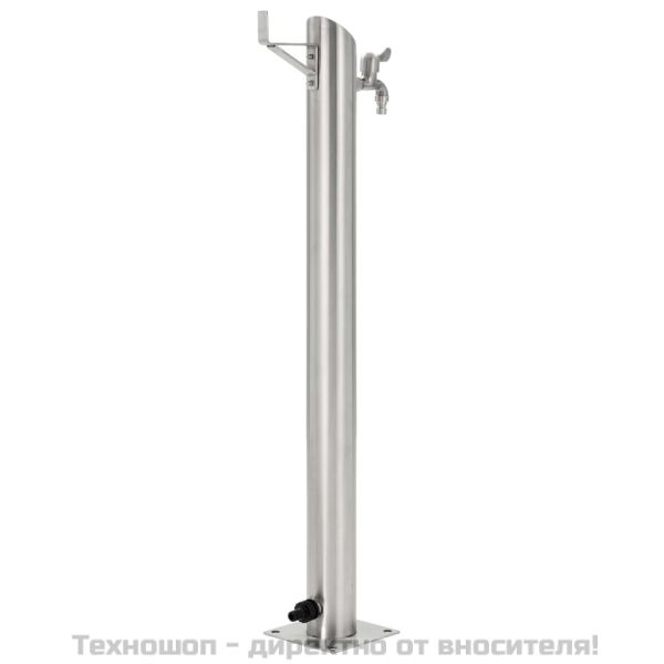 Градинска чешма, неръждаема стомана, кръгла колона, 95 см