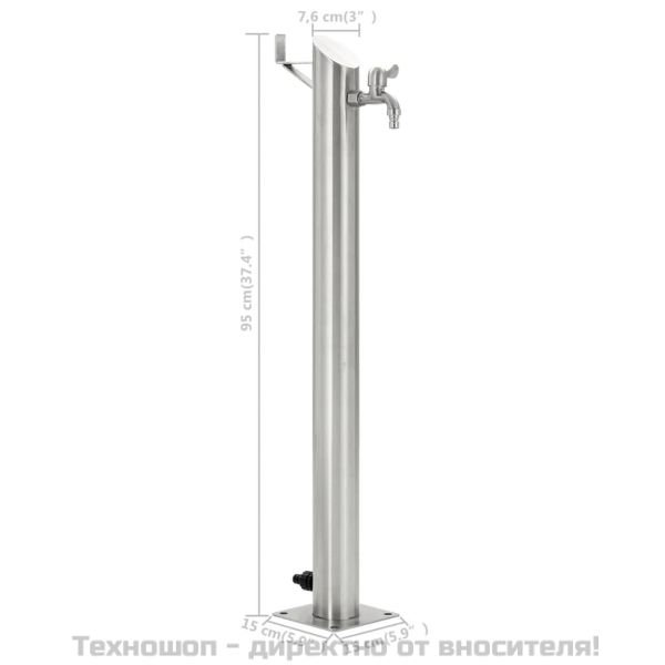 Градинска чешма, неръждаема стомана, кръгла колона, 95 см