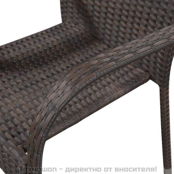 Градински трапезен комплект от 7 части, кафяв, полиратан