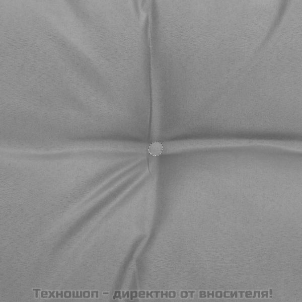 Градински среден диван със сиви възглавници, борово дърво масив