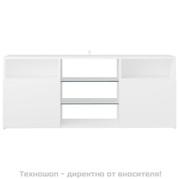 ТВ шкаф с LED осветление, бял, 120x30x50 см