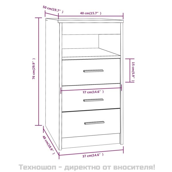 Шкаф с чекмеджета, опушен дъб, 40x50x76 см, инженерно дърво