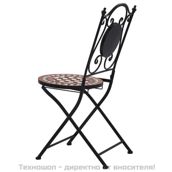 Мозаечни бистро столове, 2 бр, кафяви, керамика