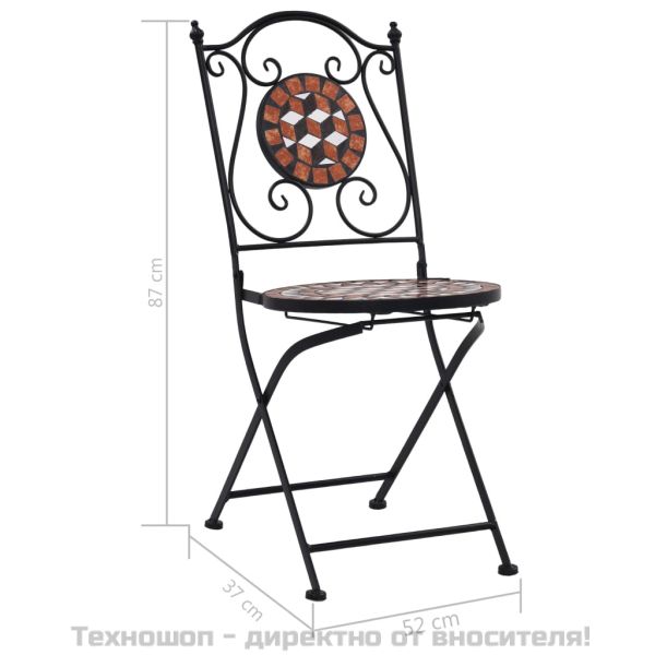 Мозаечни бистро столове, 2 бр, кафяви, керамика