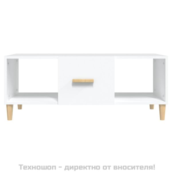 Маса за кафе, бяла, 102x50x40 см, инженерно дърво