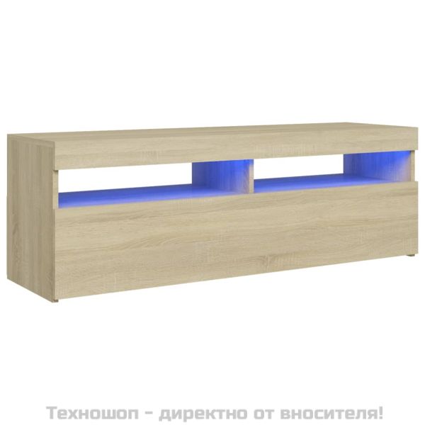 ТВ шкаф с LED осветление, дъб сонома, 120x35x40 см