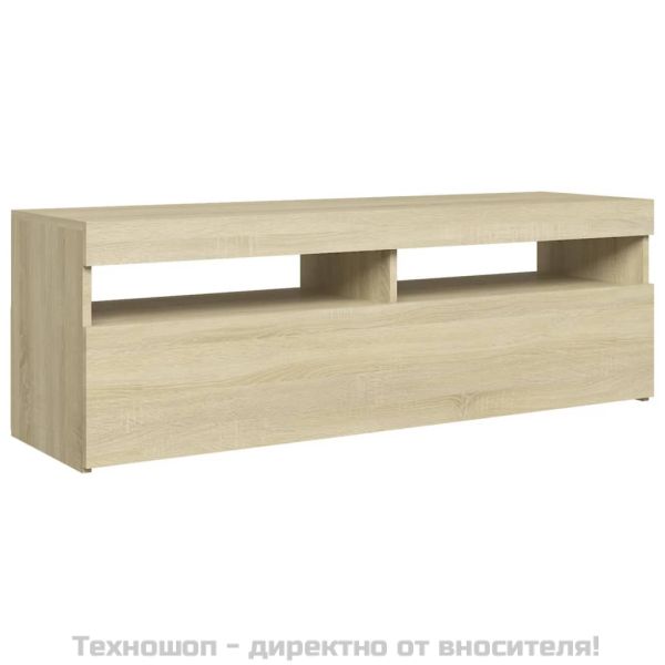 ТВ шкаф с LED осветление, дъб сонома, 120x35x40 см