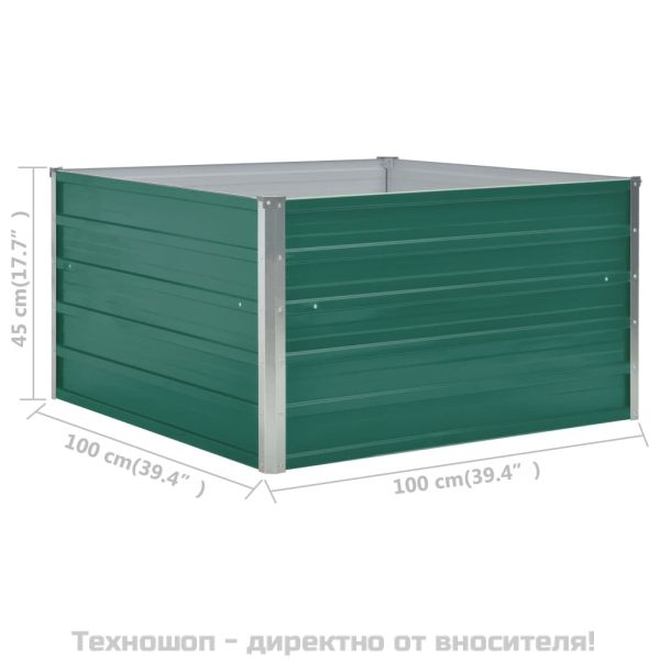 Повдигната леха, 100x100x45 см, поцинкована стомана, зелена