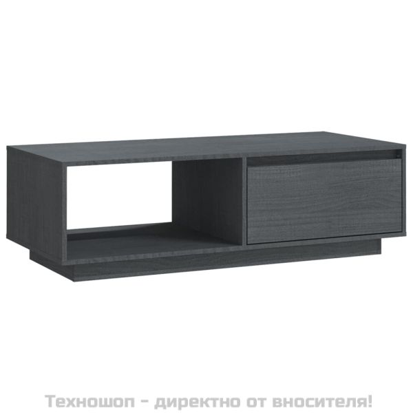 Маса за кафе, сива, 110x50x33,5 см, борово дърво масив