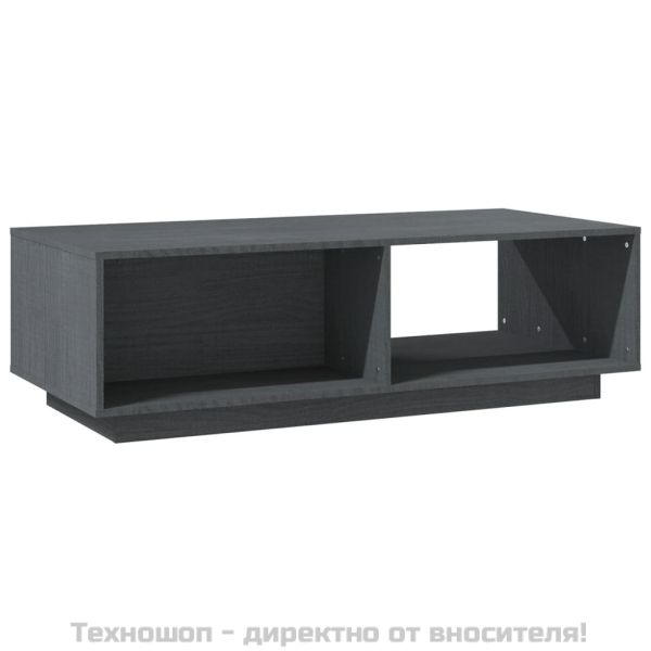 Маса за кафе, сива, 110x50x33,5 см, борово дърво масив